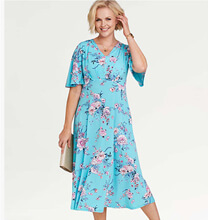 Print Pleat Bodice Occasion Dress - LS661